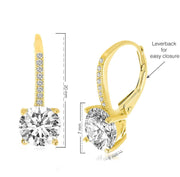 Pave Leverback Earrings in 18K Gold with  Elements by Golden NYC ( 3 Colors)