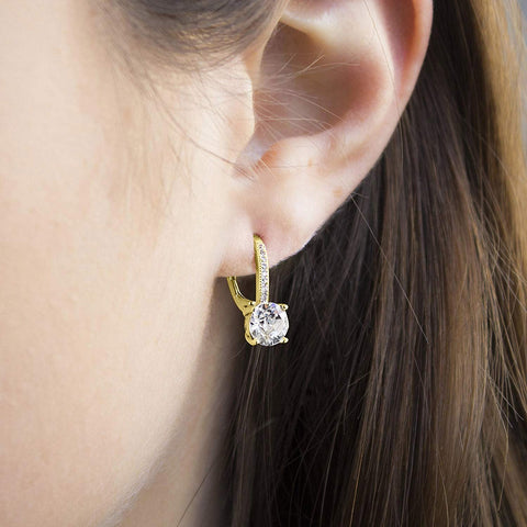 Pave Leverback Earrings in 18K Gold with  Elements by Golden NYC ( 3 Colors)