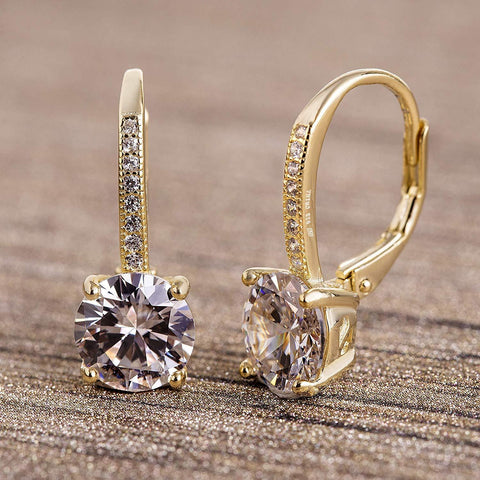 Pave Leverback Earrings in 18K Gold with  Elements by Golden NYC ( 3 Colors)