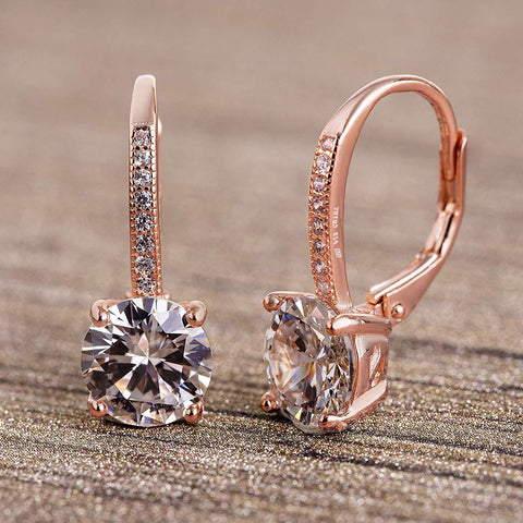 Pave Leverback Earrings in 18K Gold with  Elements by Golden NYC ( 3 Colors)