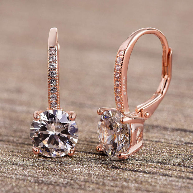 Pave Leverback Earrings in 18K Gold with  Elements by Golden NYC ( 3 Colors)