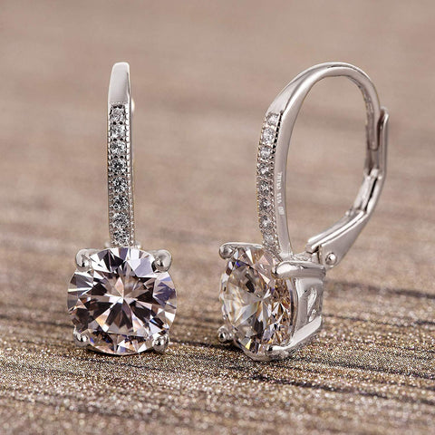 Pave Leverback Earrings in 18K Gold with  Elements by Golden NYC ( 3 Colors)