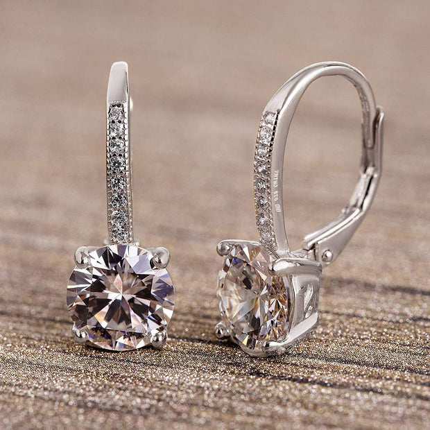 Pave Leverback Earrings in 18K Gold with  Elements by Golden NYC ( 3 Colors)