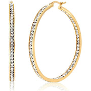 3" Classic Inside Out Pave Hoop Earring ITALY Design  - ALILY
