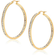3" Classic Inside Out Pave Hoop Earring ITALY Design  - ALILY