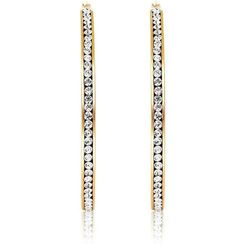 3" Classic Inside Out Pave Hoop Earring ITALY Design  - ALILY