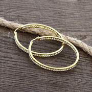 3" Classic Inside Out Pave Hoop Earring ITALY Design  - ALILY