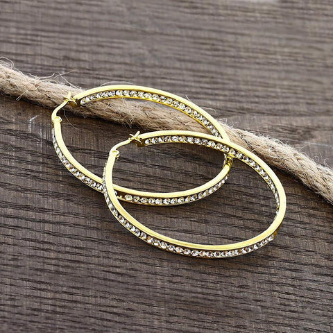 3" Classic Inside Out Pave Hoop Earring ITALY Design  - ALILY