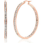3" Classic Inside Out Pave Hoop Earring ITALY Design  - ALILY