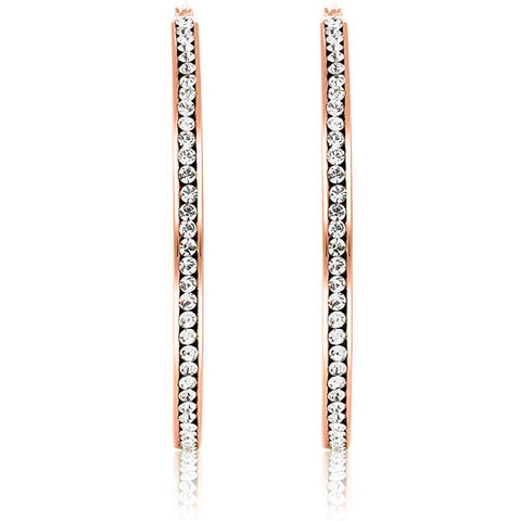 3" Classic Inside Out Pave Hoop Earring ITALY Design  - ALILY