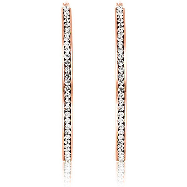3" Classic Inside Out Pave Hoop Earring ITALY Design  - ALILY