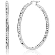 3" Classic Inside Out Pave Hoop Earring ITALY Design  - ALILY