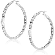 3" Classic Inside Out Pave Hoop Earring ITALY Design  - ALILY