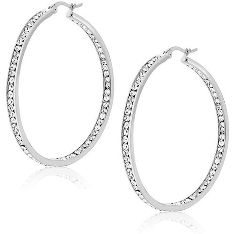 3" Classic Inside Out Pave Hoop Earring ITALY Design  - ALILY