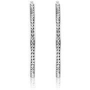 3" Classic Inside Out Pave Hoop Earring ITALY Design  - ALILY