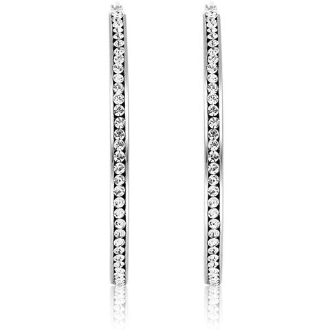3" Classic Inside Out Pave Hoop Earring ITALY Design  - ALILY