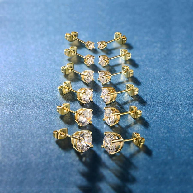 5 Pack Set 4 Prong Stud Earring ITALY Design  - ALILY