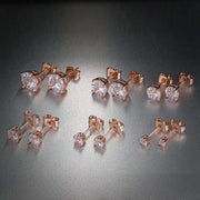 9 CTTW Stud Earrings Set 18K White Gold Plated Made with Austrian Elements (5-Pairs) by: Jewelry ITALY Design  - ALILY