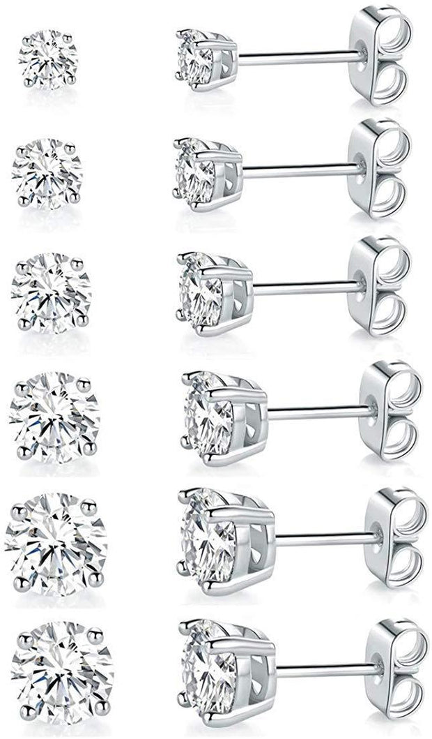 5 Pack Set 4 Prong Stud Earring ITALY Design  - ALILY