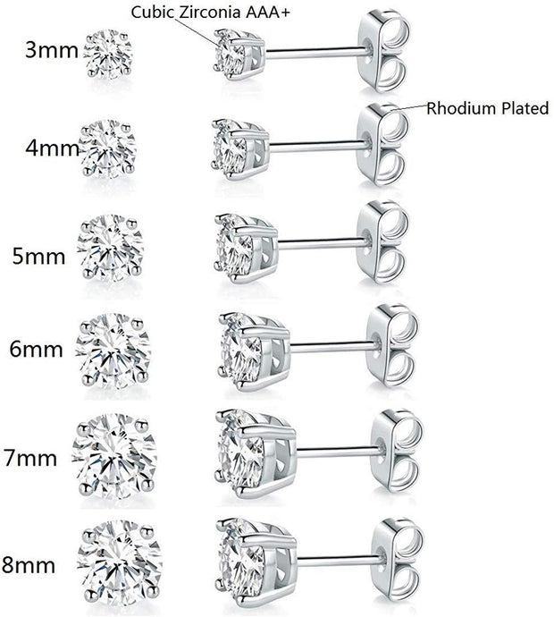 5 Pack Set 4 Prong Stud Earring ITALY Design  - ALILY