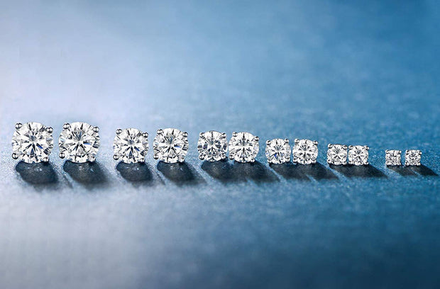 9.00 Cttw Stud Earrings Set 18K White Gold Plated Crystal Gemstone (5-Pairs)