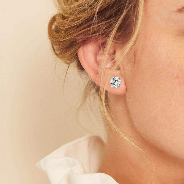 9.00 Cttw Stud Earrings Set 18K White Gold Plated Crystal Gemstone (5-Pairs)