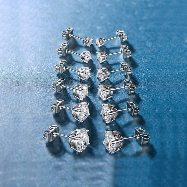 5 Pack Set 4 Prong Stud Earring ITALY Design  - ALILY