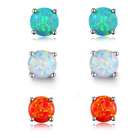 3 Pairs in 1 Opal Stud Earring ITALY Design  - ALILY