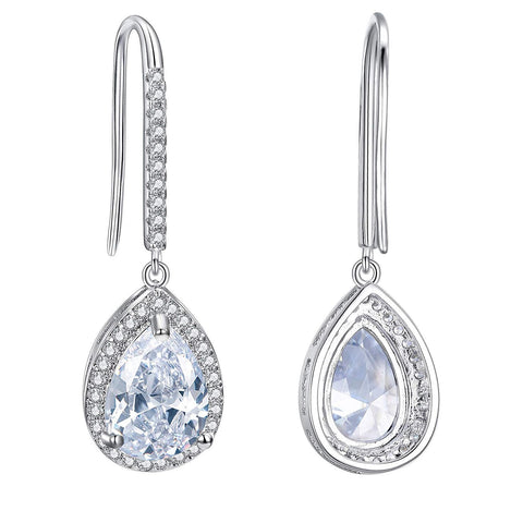 Pave Pear Cut Crystal Drop Earring ITALY Design  - ALILY