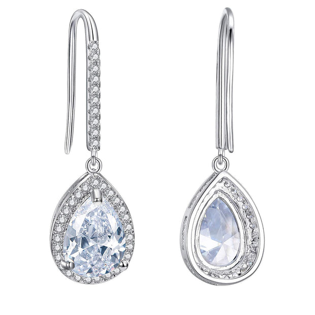 Pave Pear Cut Crystal Drop Earring ITALY Design  - ALILY