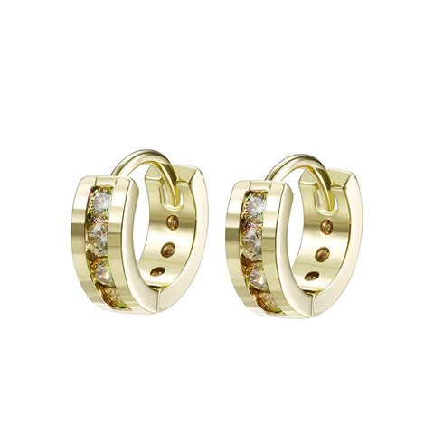 Classic Round Pave Huggie Earring ITALY Design  - ALILY