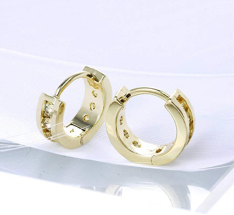 Classic Round Pave Huggie Earring ITALY Design  - ALILY