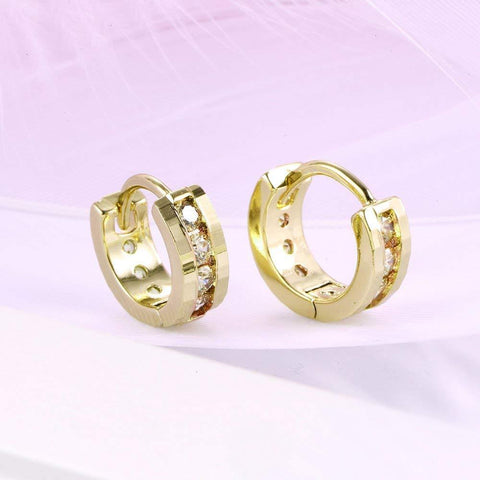 Classic Round Pave Huggie Earring ITALY Design  - ALILY