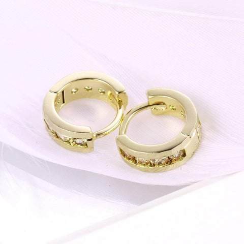 Classic Round Pave Huggie Earring ITALY Design  - ALILY