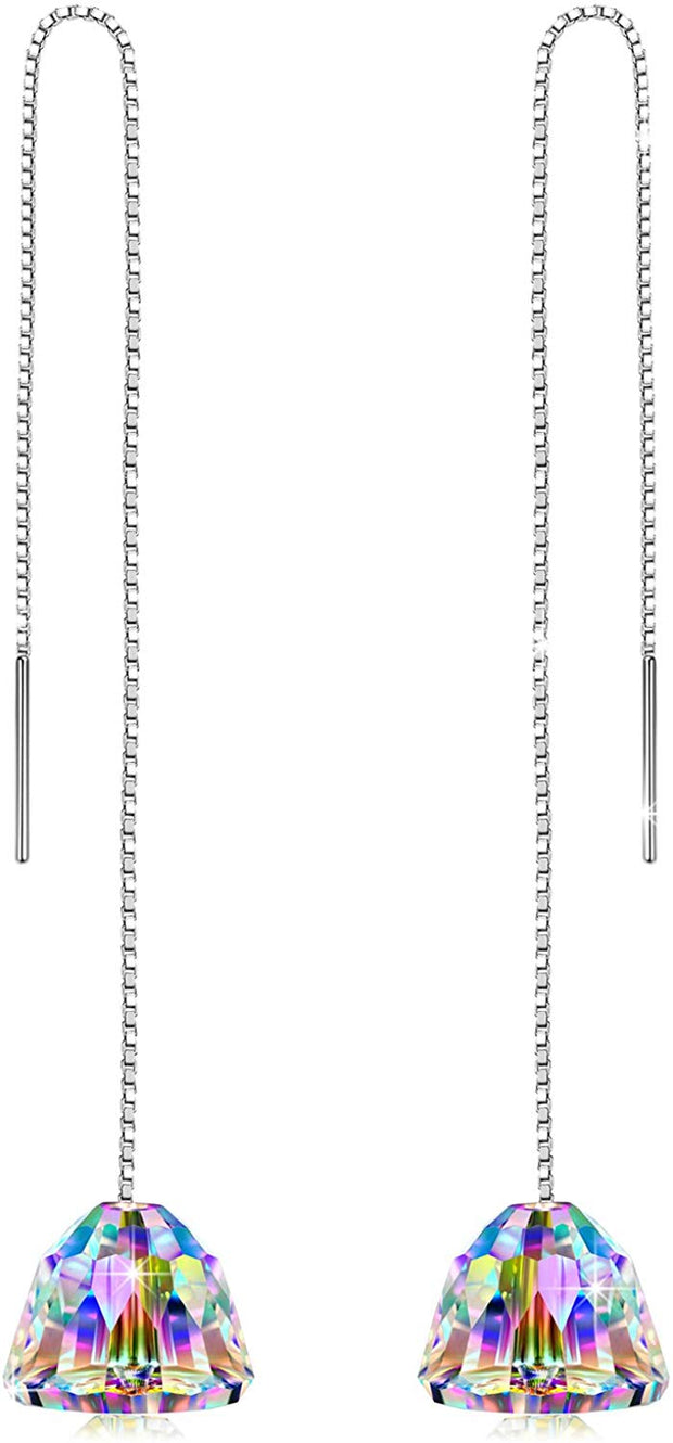 Elements Northern Lights Changing Threader Drop Earring in 14K White Gold Plating