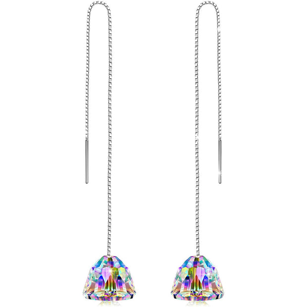 Northern Lights Changing Threader Drop Earring in Rhodium Plating