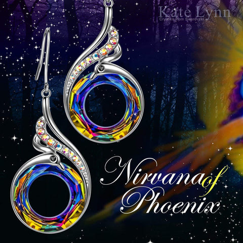 Flaming Phoenix Fire Swirl Drop Earring ITALY Design  - ALILY