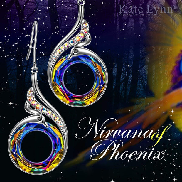 Flaming Phoenix Fire Swirl Drop Earring ITALY Design  - ALILY