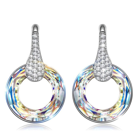 Aurora Borilles Round Stone Pave Drop Earring ITALY Design  - ALILY