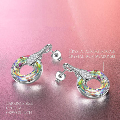 Aurora Borilles Round Stone Pave Drop Earring ITALY Design  - ALILY