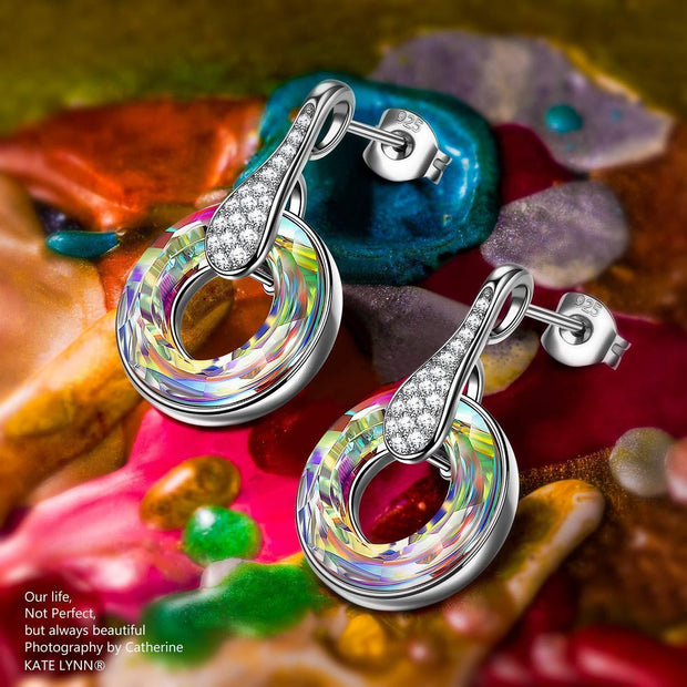 Aurora Borilles Round Stone Pave Drop Earring ITALY Design  - ALILY