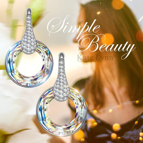 Aurora Borilles Round Stone Pave Drop Earring ITALY Design  - ALILY