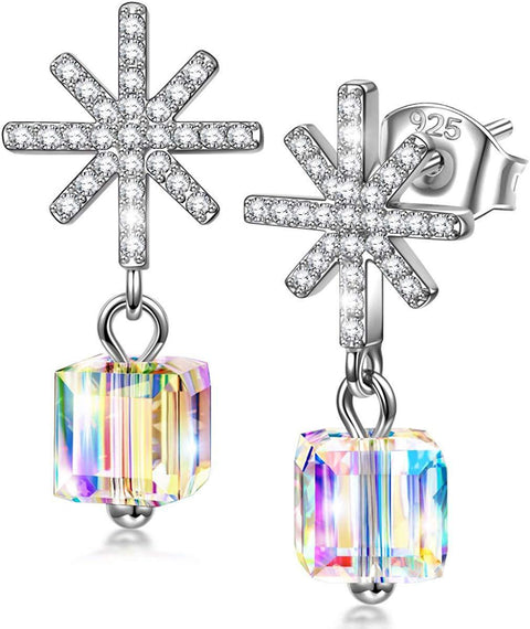 Aurora Borilles Snowflake Pave Drop Earring ITALY Design  - ALILY