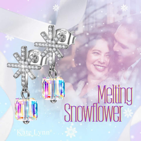 Aurora Borilles Snowflake Pave Drop Earring ITALY Design  - ALILY