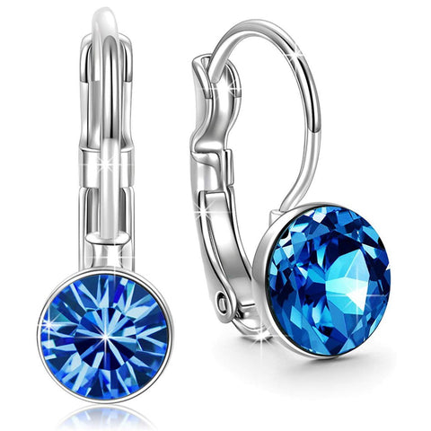 Round Baby 0.3" Crystals Leverback Earring ITALY Design  - ALILY