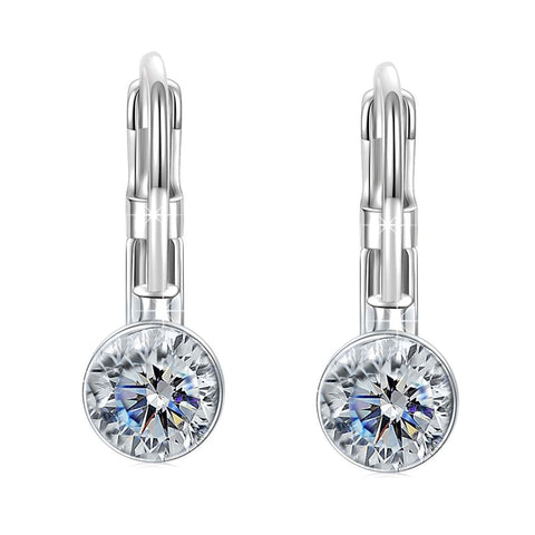 Round Baby 0.3" Crystals Leverback Earring ITALY Design  - ALILY