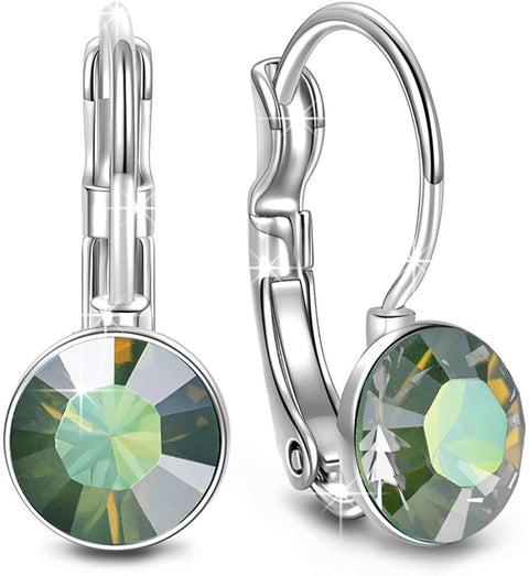 Round Baby 0.3" Crystals Leverback Earring ITALY Design  - ALILY