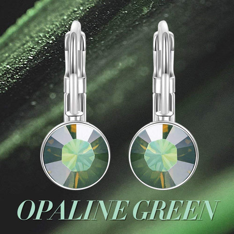 Iridescent Amethyst Gemstone Leverback Earrings in 14K White Gold Plating
