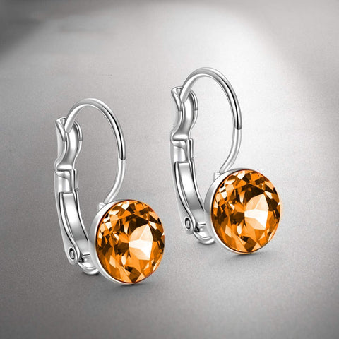 Round Baby 0.3" Crystals Leverback Earring ITALY Design  - ALILY