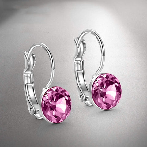 Round Baby 0.3" Crystals Leverback Earring ITALY Design  - ALILY